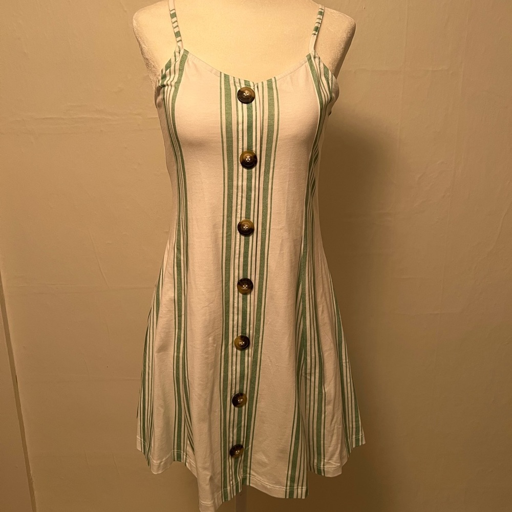 New without tags Button down green striped dress